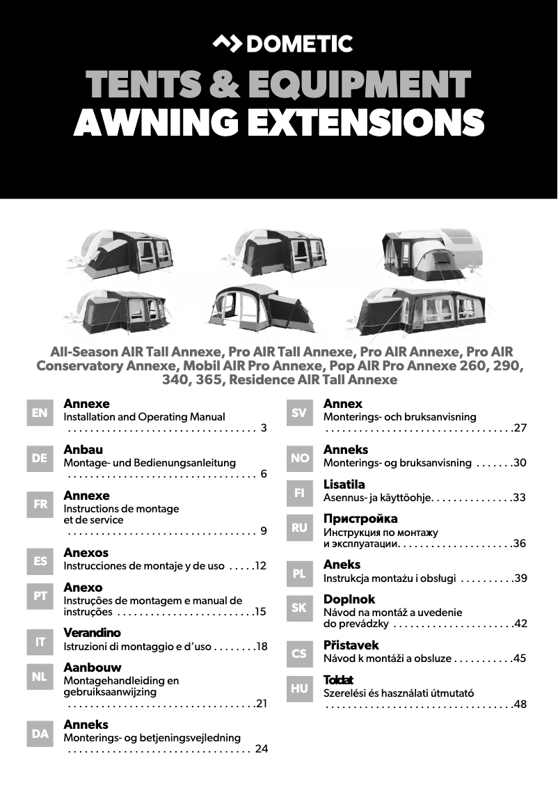 Page 1 de la notice Manuel utilisateur Dometic All-Season AIR Tall Annexe