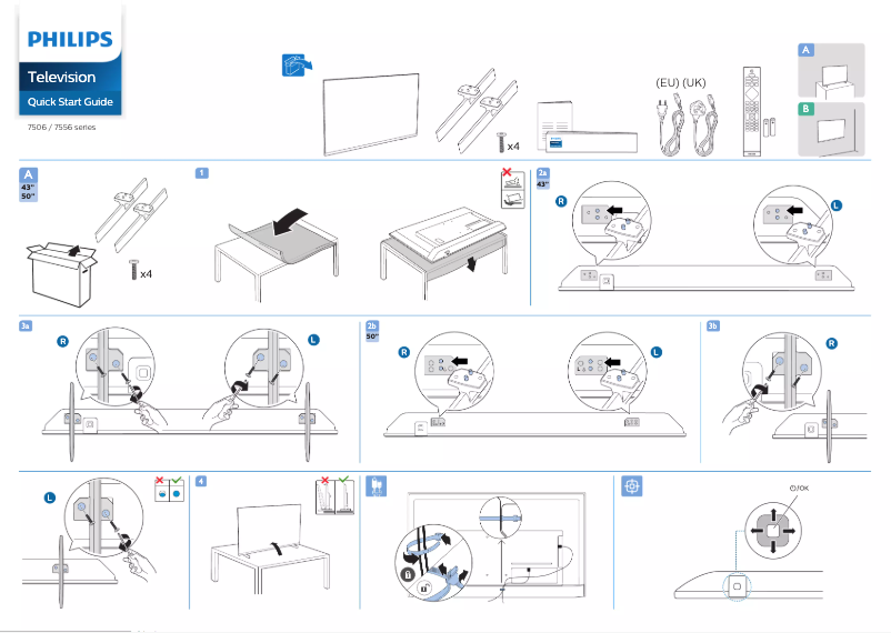 Page 1 de la notice Guide de démarrage rapide Philips 43PUS7556