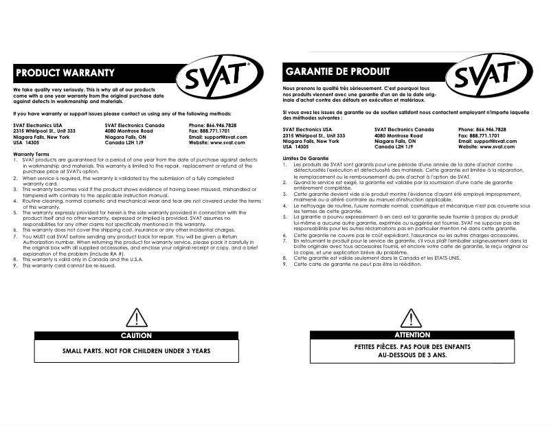 Page 1 de la notice Manuel utilisateur Svat ISC302