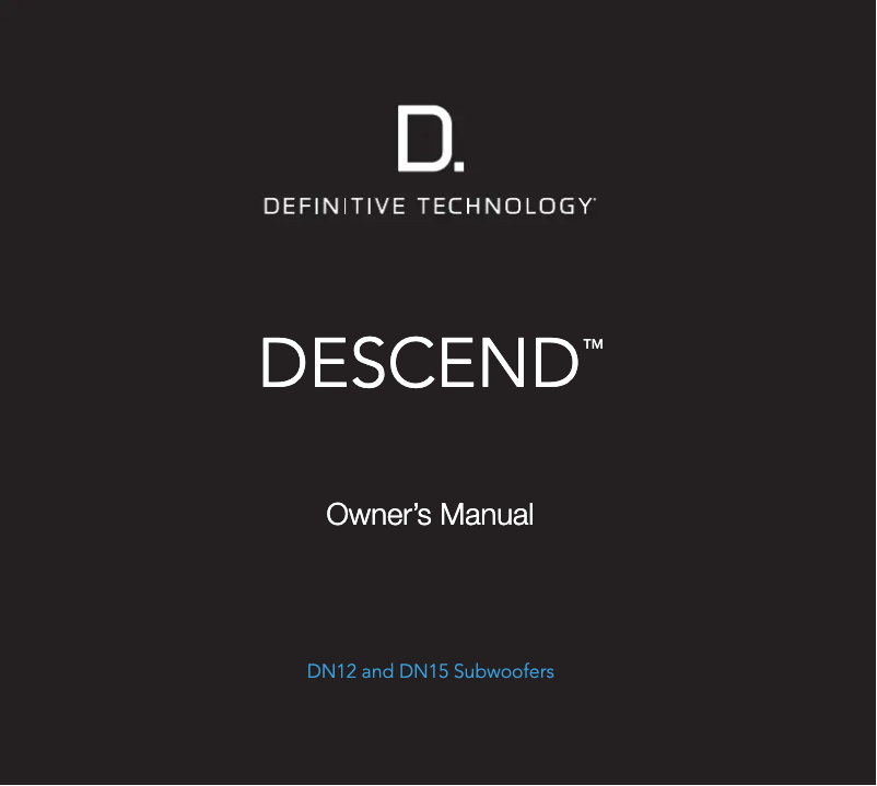 Page n°1 - Manuel utilisateur Definitive Technology Descend DN15