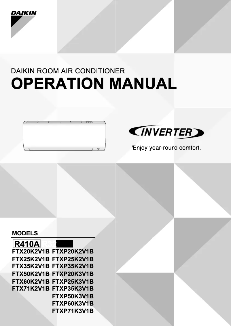 Page 1 de la notice Manuel utilisateur Daikin FTXP25K2V1B
