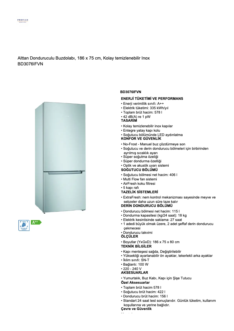 Page 1 de la notice Manuel utilisateur Profilo BD3076IFVN