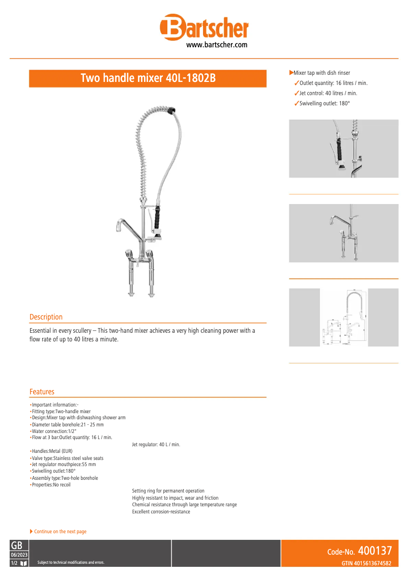 Image de la première page du manuel de l'appareil 40L-1802B
