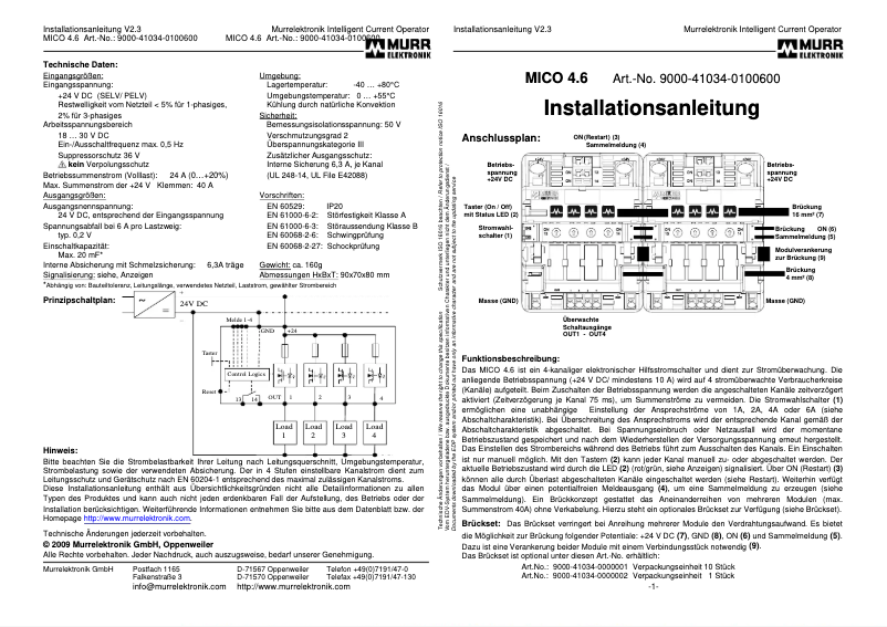 Page 1 de la notice Manuel utilisateur Murr Elektronik MICO 4.6