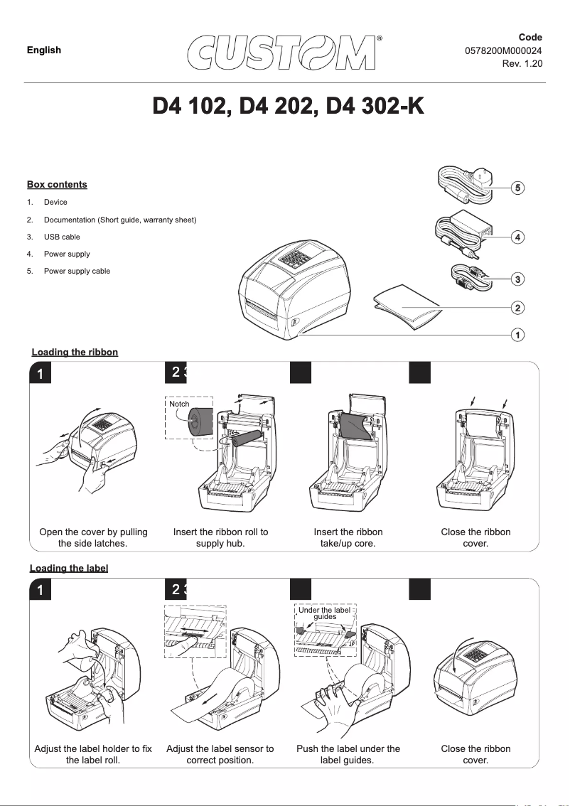 Page 1 de la notice Guide de démarrage rapide CUSTOM D4 102
