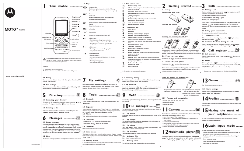 Page 1 de la notice Manuel utilisateur Motorola WX395