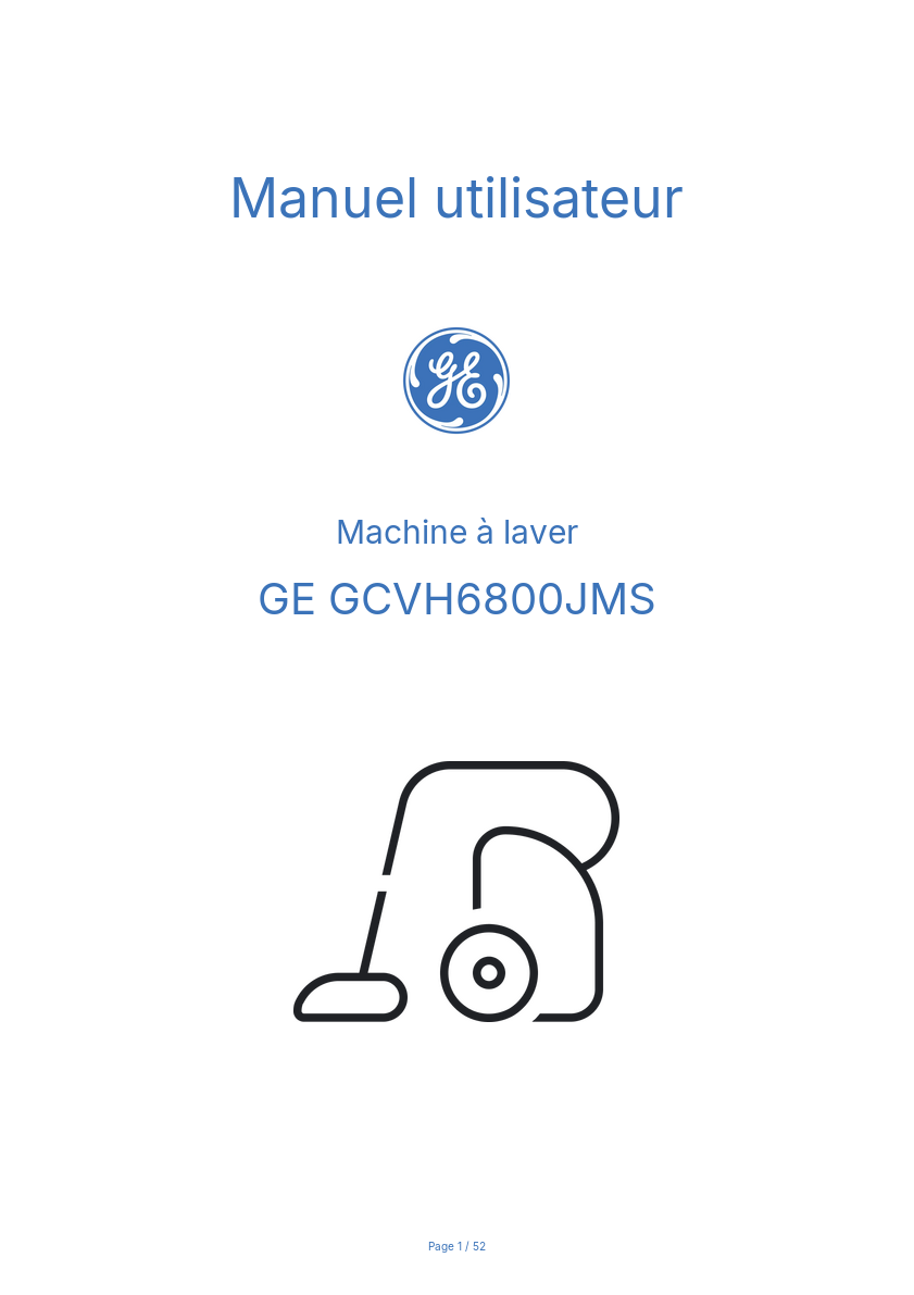 Page n°1 - Manuel utilisateur GE GCVH6800JMS