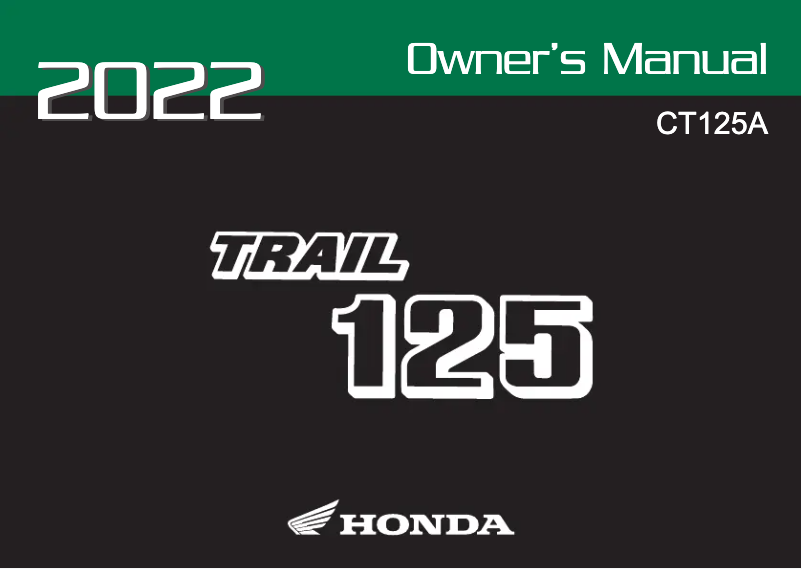 Page 1 de la notice Manuel utilisateur Honda CT125A (2022)