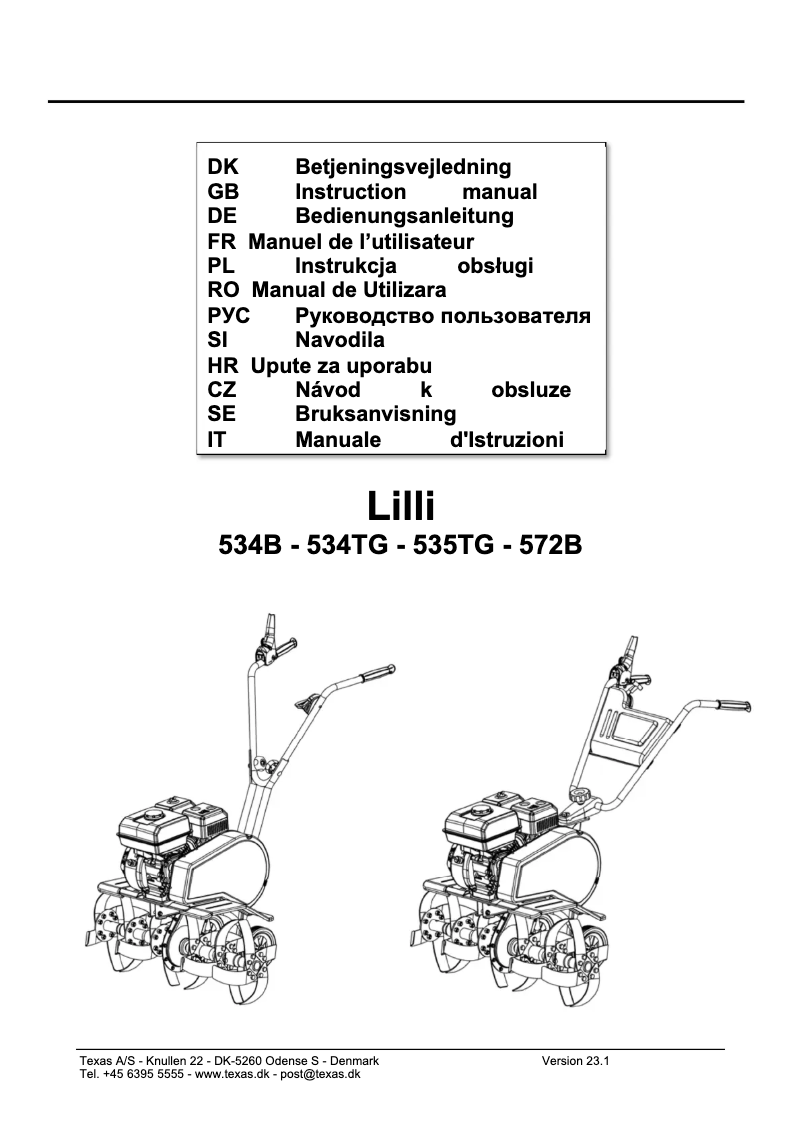 Page n°1 - Manuel utilisateur Texas Lilli 534B
