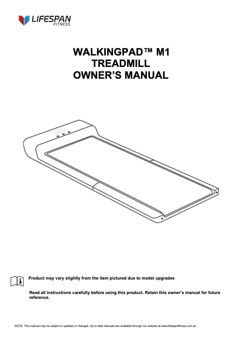 Page n°1 - Manuel utilisateur LifeSpan WalkingPad M1