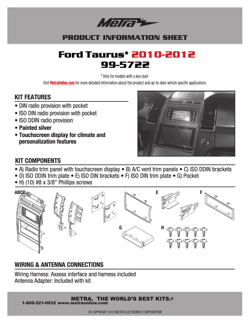 Page 1 de la notice Fiche technique AXESS 99-5722