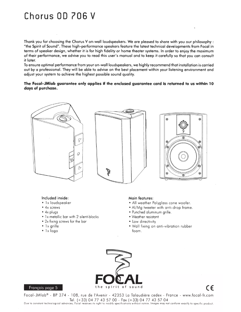 Página 1 del manual Manual de usuario Focal Chorus OD 706 V
