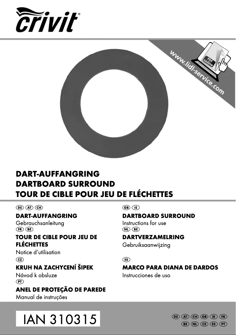 Page 1 de la notice Manuel utilisateur Crivit IAN 310315