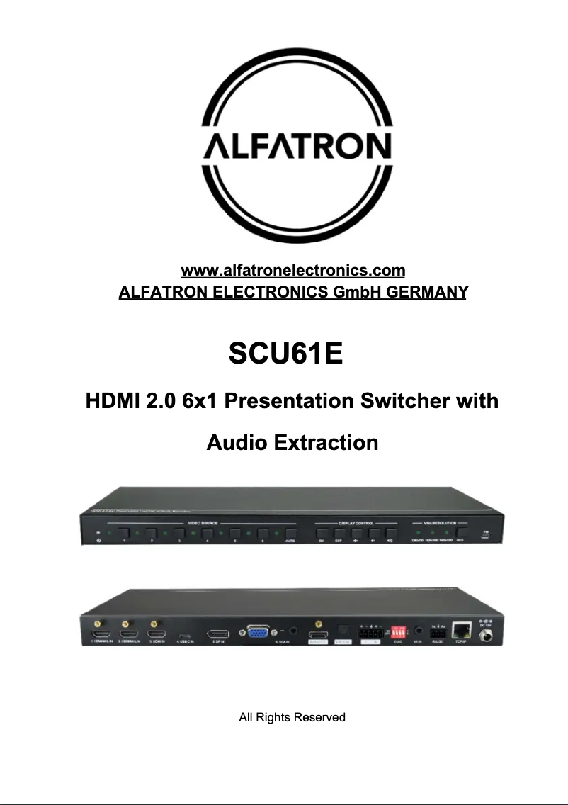 Page n°1 - Manuel utilisateur Alfatron ALF-SCU61E