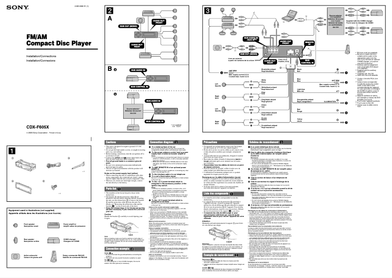 Imagen de la primera página del manual del dispositivo CDX-F605X