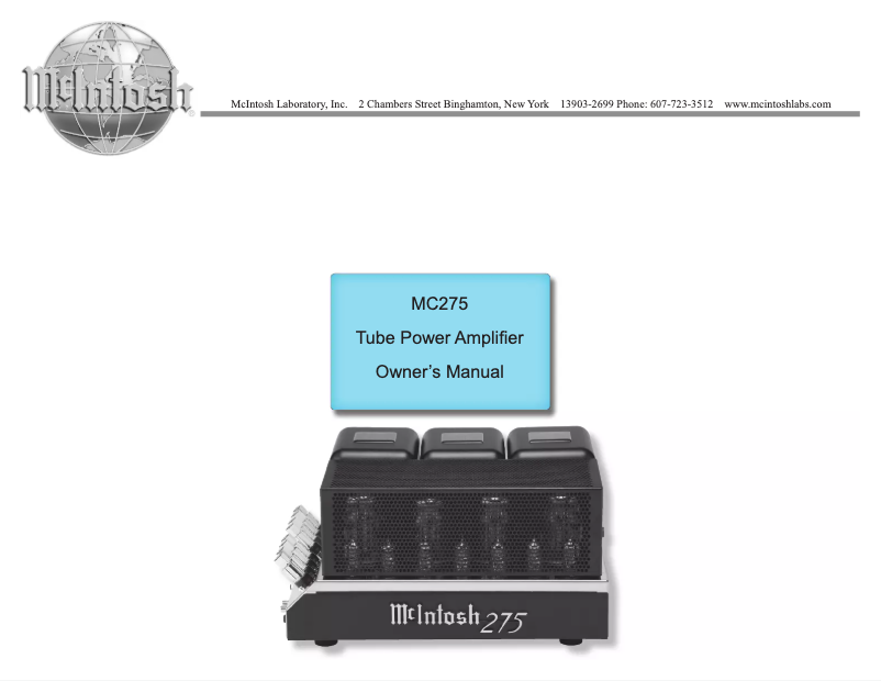 Page n°1 - Manuel utilisateur McIntosh MC275