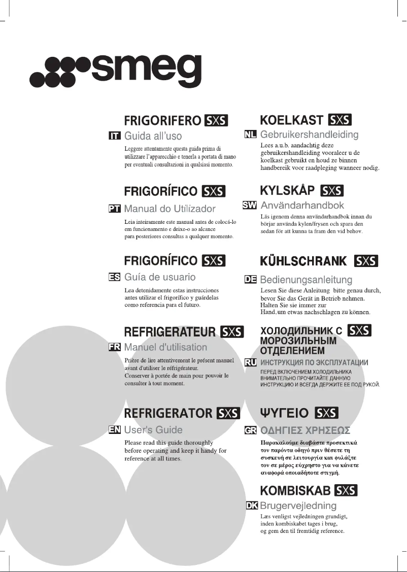 Page 1 de la notice Manuel utilisateur Smeg SS55PTL1