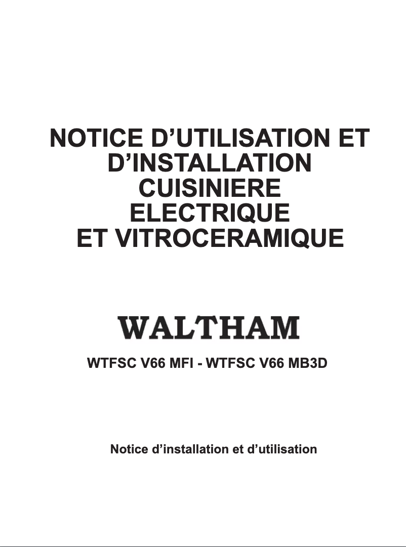 Page 1 de la notice Manuel utilisateur Waltham WTFSC V66 MB3D
