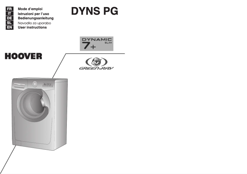 Page 1 de la notice Manuel utilisateur Hoover DYNS 7126PG-16S