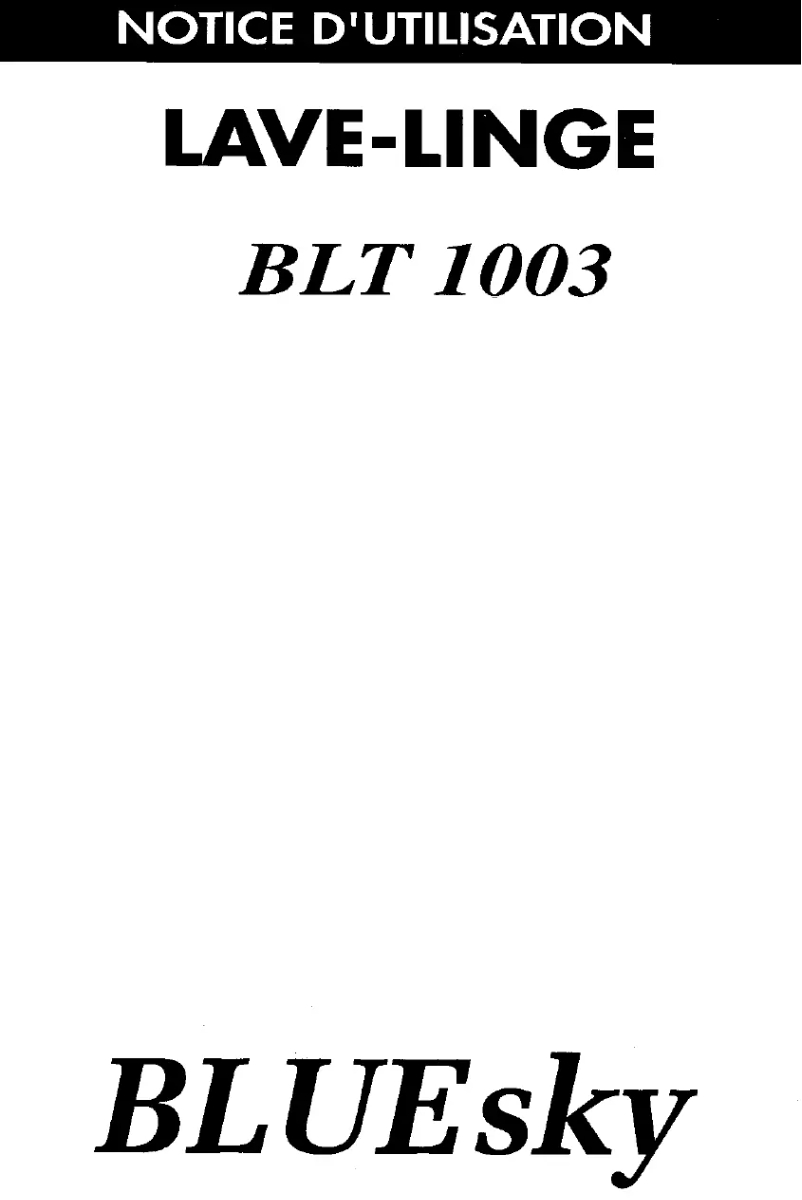 Page n°1 - Manuel utilisateur Bluesky BLT 1003