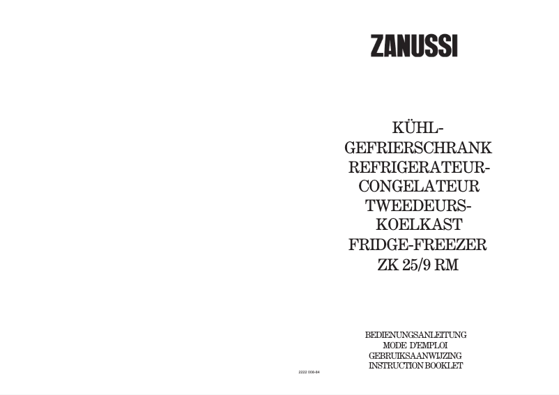 Image de la première page du manuel de l'appareil ZK 25/9 rm