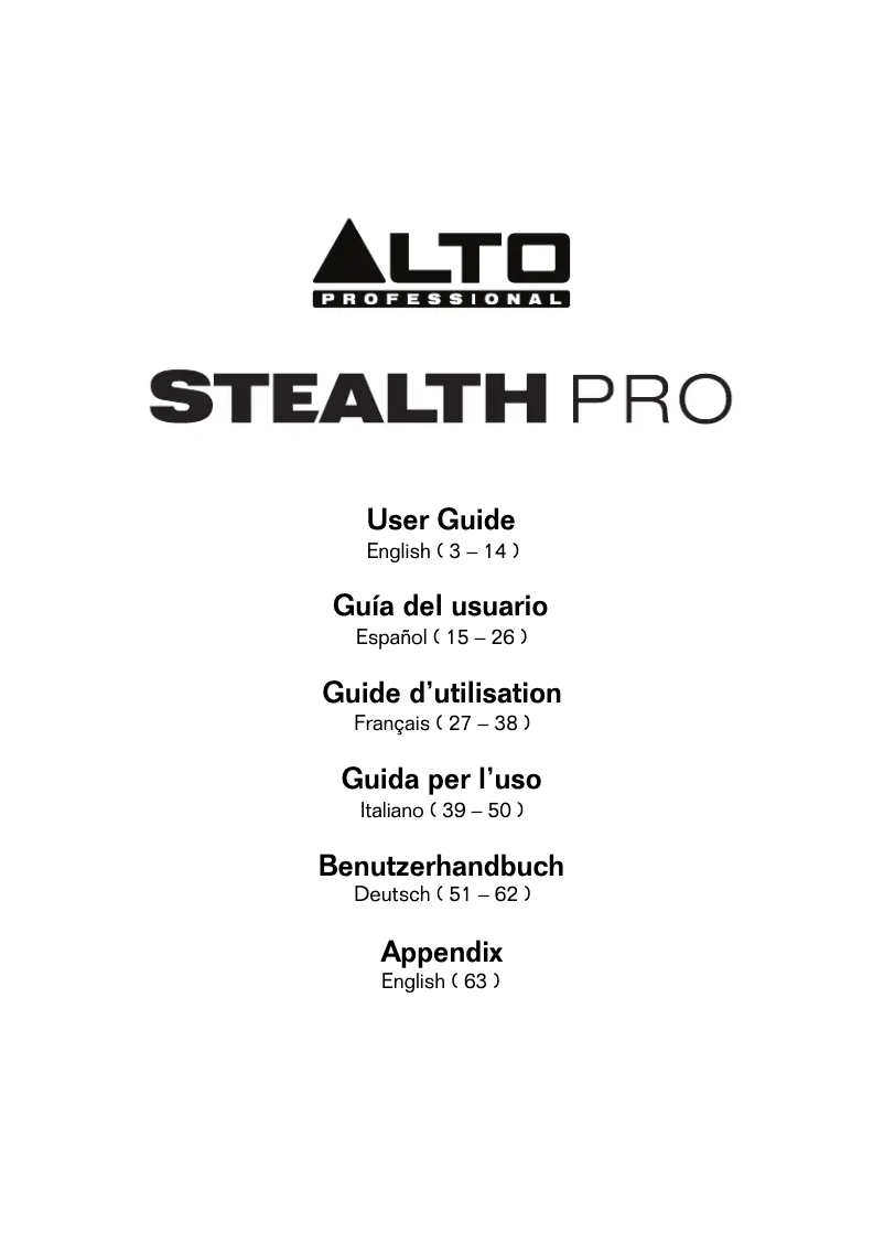 Page n°1 - Manuel utilisateur Alto Stealth Pro