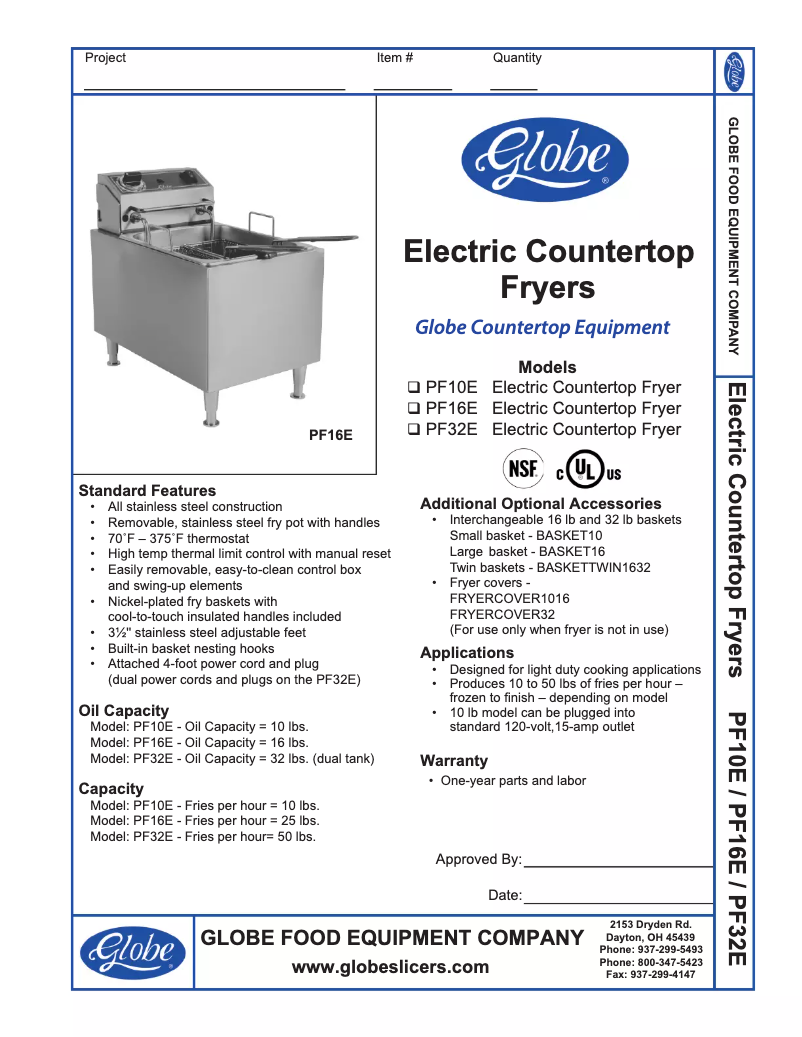 Page 1 de la notice Manuel d'utilisation et d'entretien Globe PF32E