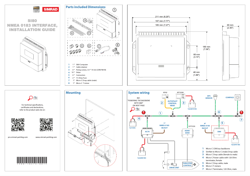 Page n°1 - Manuel utilisateur Simrad SI80