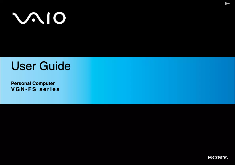 Page n°1 - Manuel utilisateur Sony Vaio VGN-FS415S