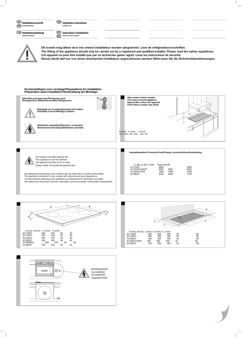Page 1 de la notice Guide d'installation Etna KC380ZT