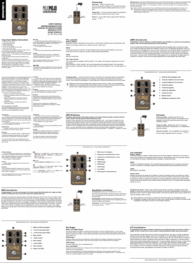 Page 1 de la notice Manuel utilisateur TC Electronic MojoMojo