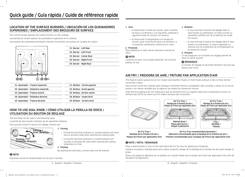 Page n°1 - Guide de démarrage rapide Samsung NE63T8751SG