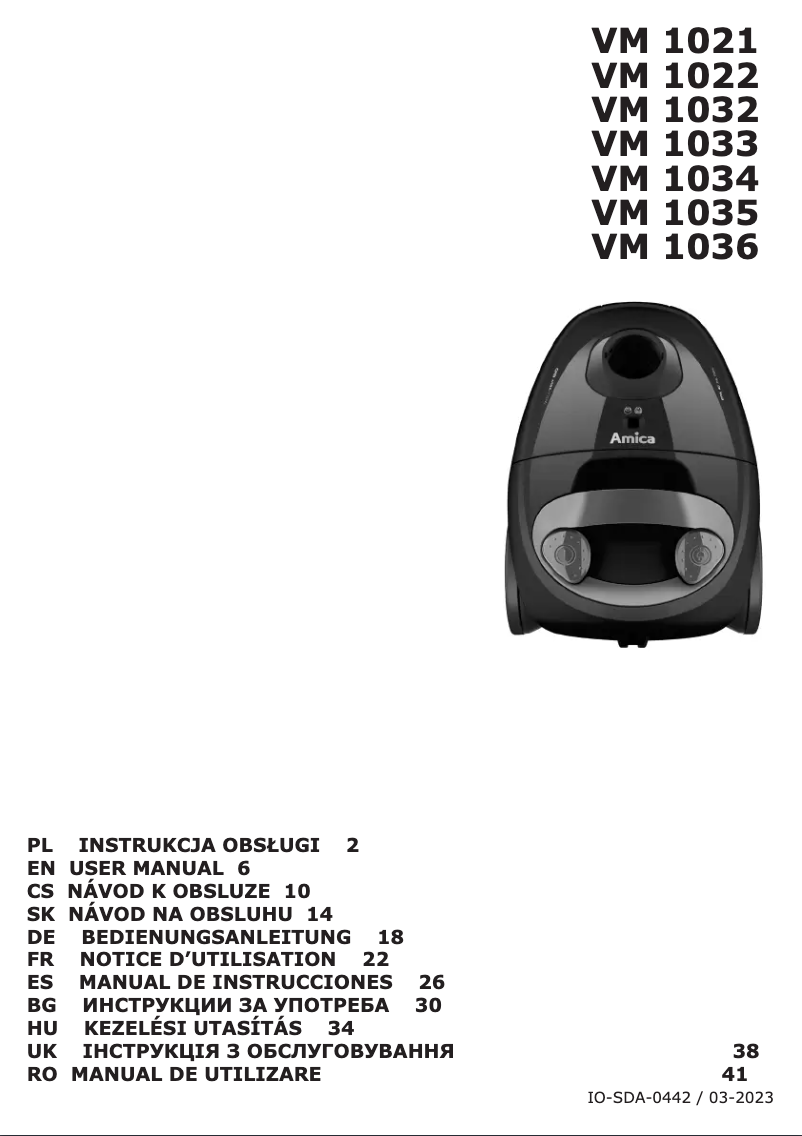 Page 1 de la notice Manuel utilisateur Amica Ora VM 1032