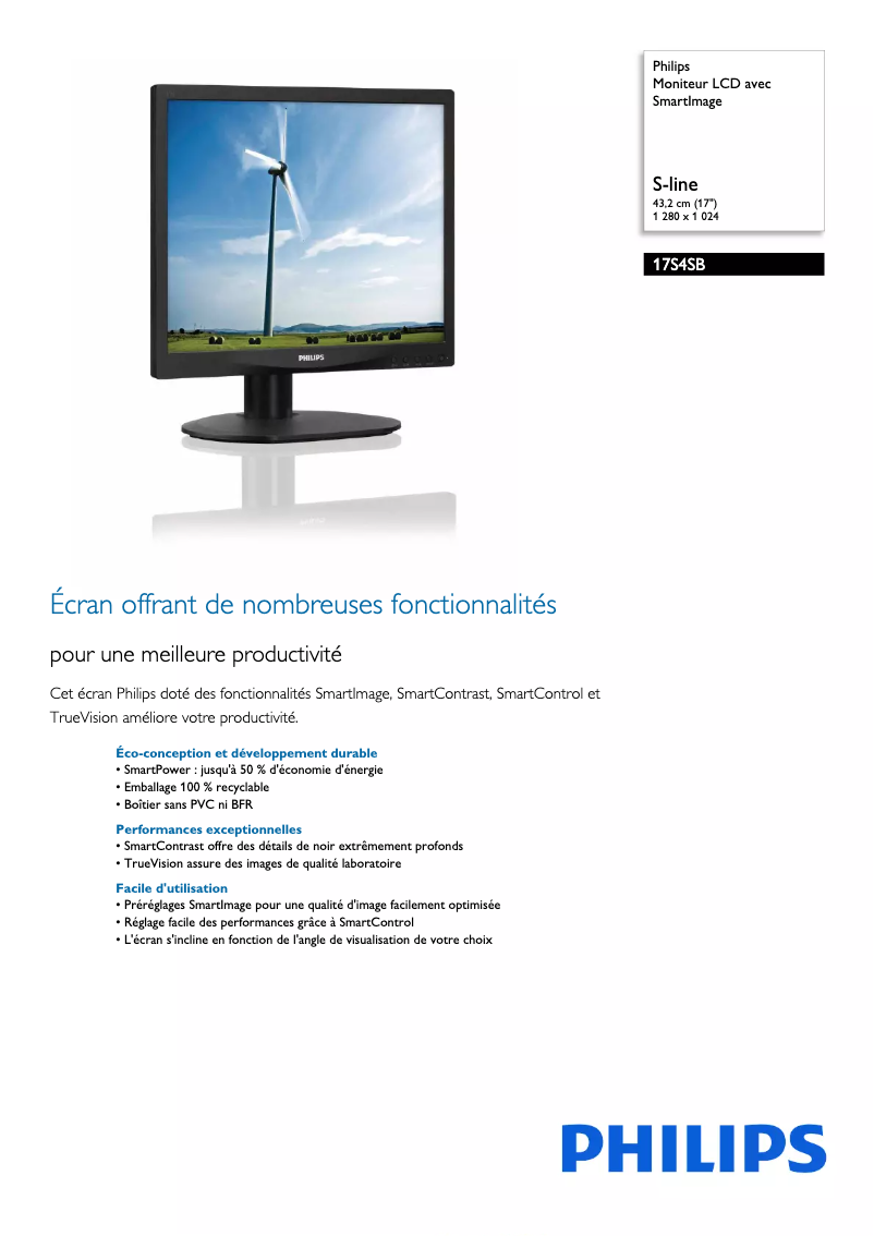 Page n°1 - Fiche technique Philips Brilliance 17S4SB