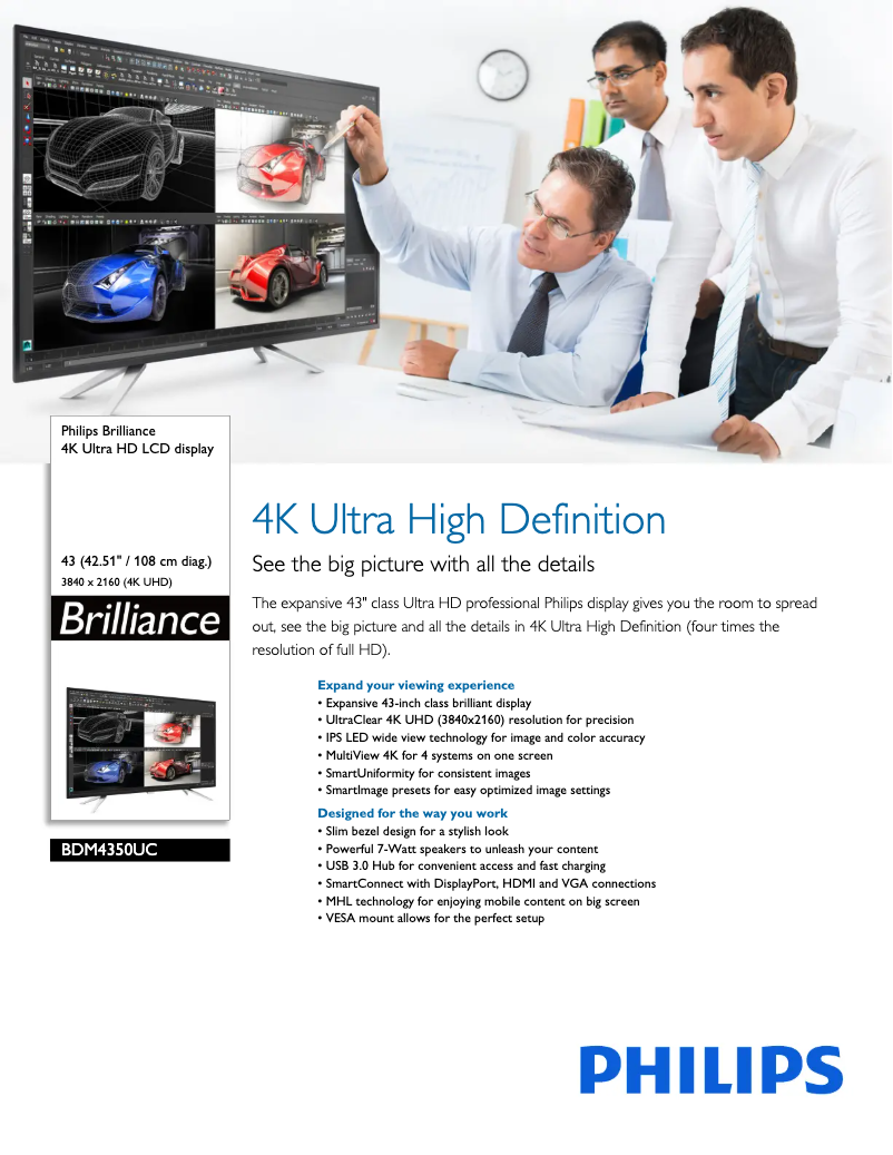 Page 1 of the manual Technical Sheet Philips Brilliance BDM4350UC