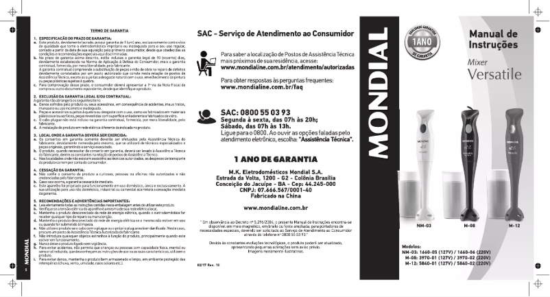 Página 1 del manual Manual de usuario Mondial M-08