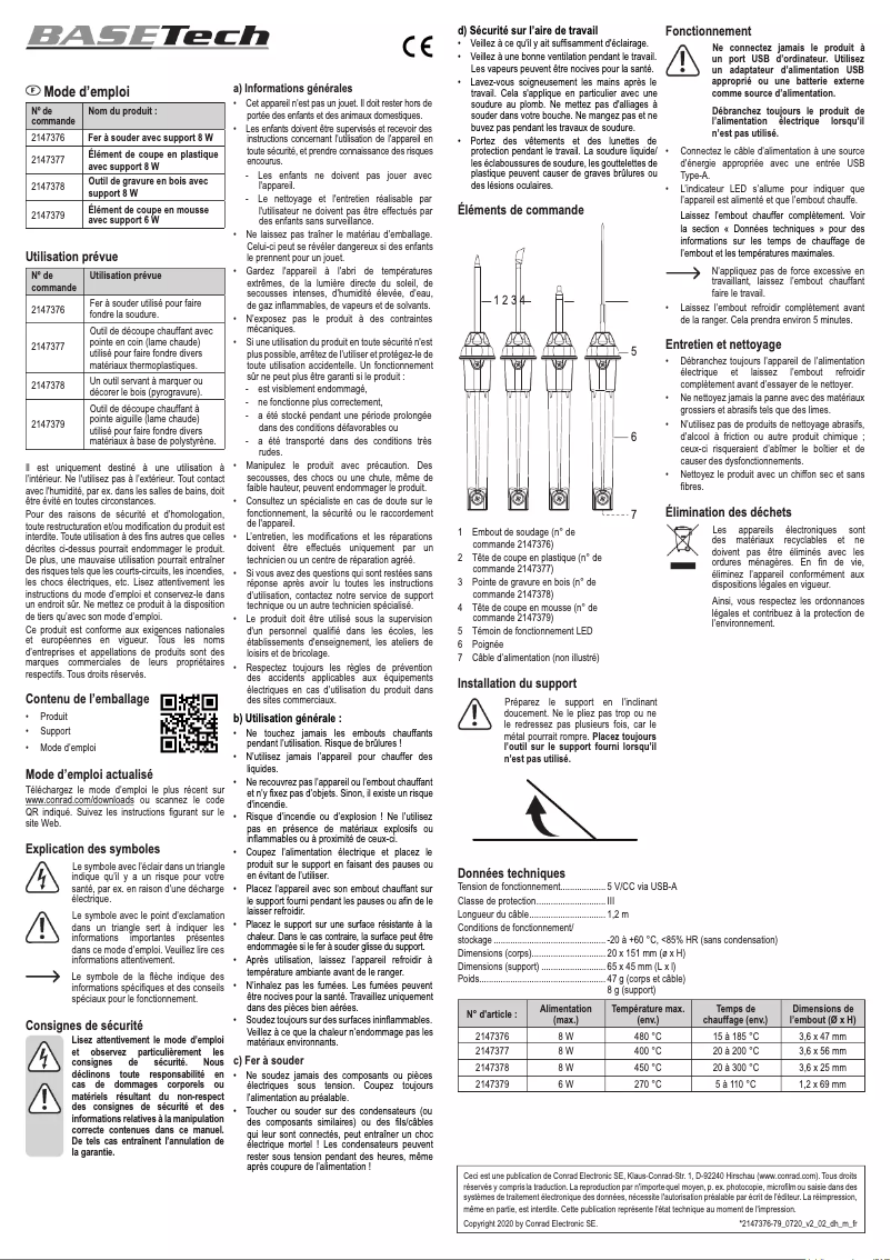 Page 1 de la notice Manuel utilisateur BaseTech LWK-173