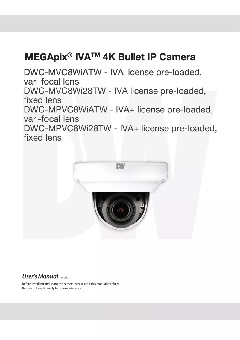 Page 1 de la notice Manuel utilisateur Digital Watchdog MegaPix DWC-MVC8WiATW