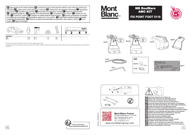 Page 1 de la notice Manuel utilisateur Mont Blanc AMC 5110