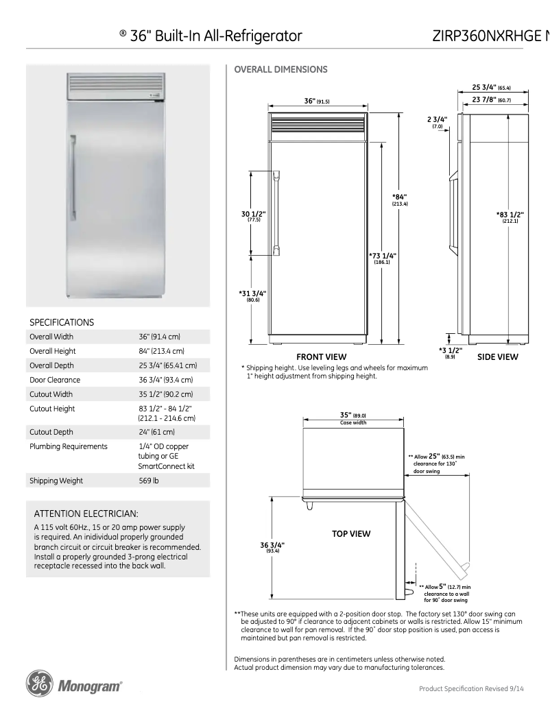 Image de la première page du manuel de l'appareil ZIRP360NXRH