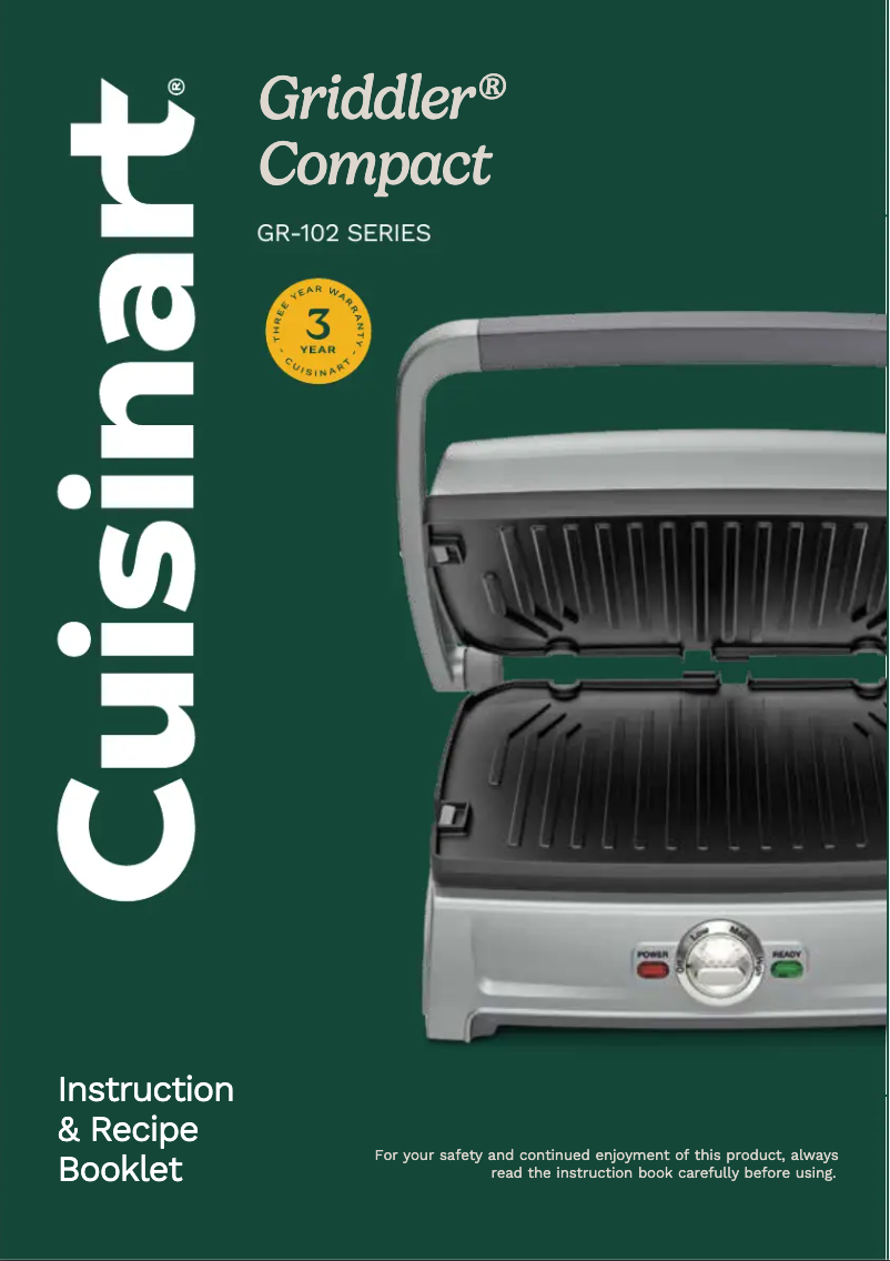 Page 1 de la notice Manuel utilisateur Cuisinart Griddler GR-102
