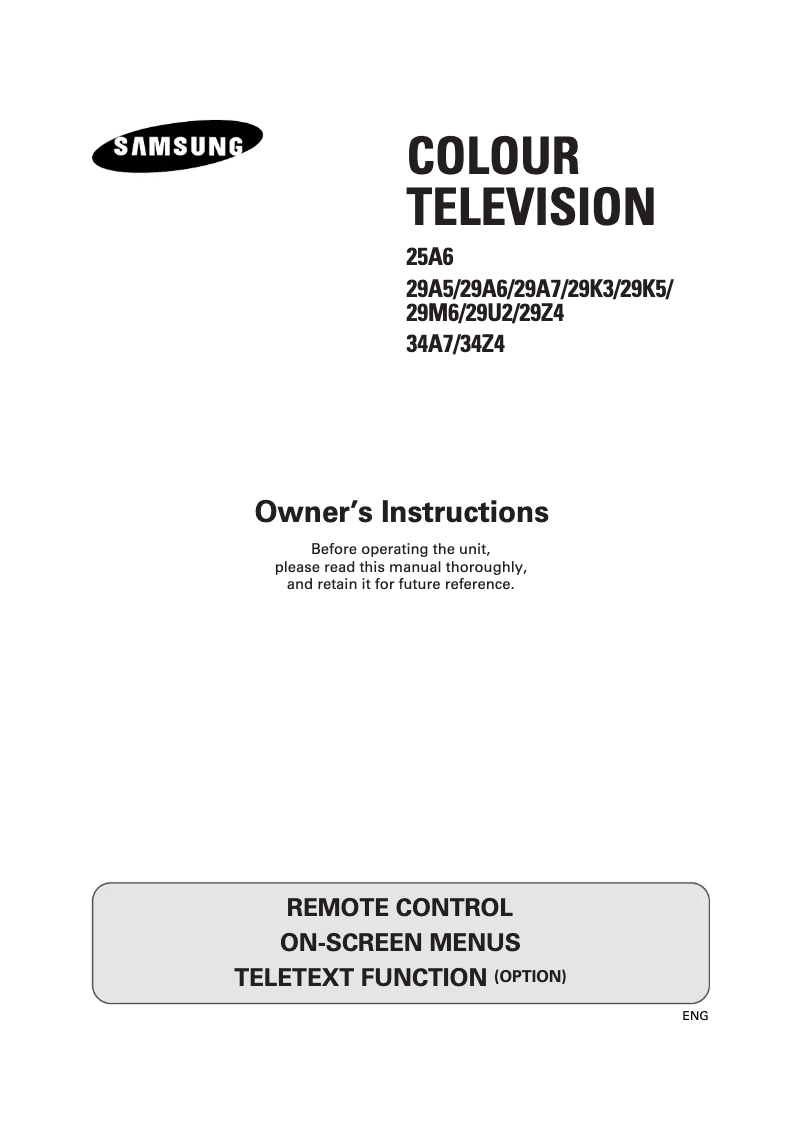 Page 1 de la notice Manuel utilisateur Samsung CS-29M6PF