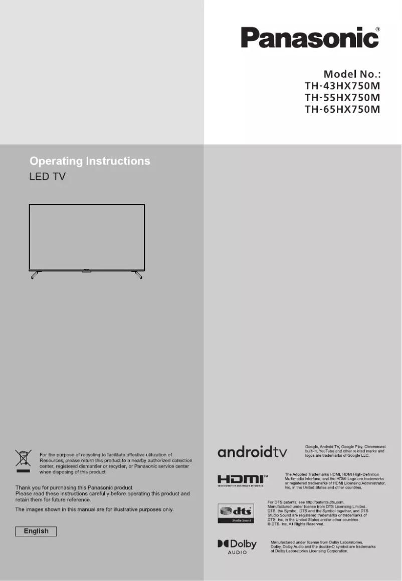 Page 1 de la notice Manuel utilisateur Panasonic TH-65HX750M