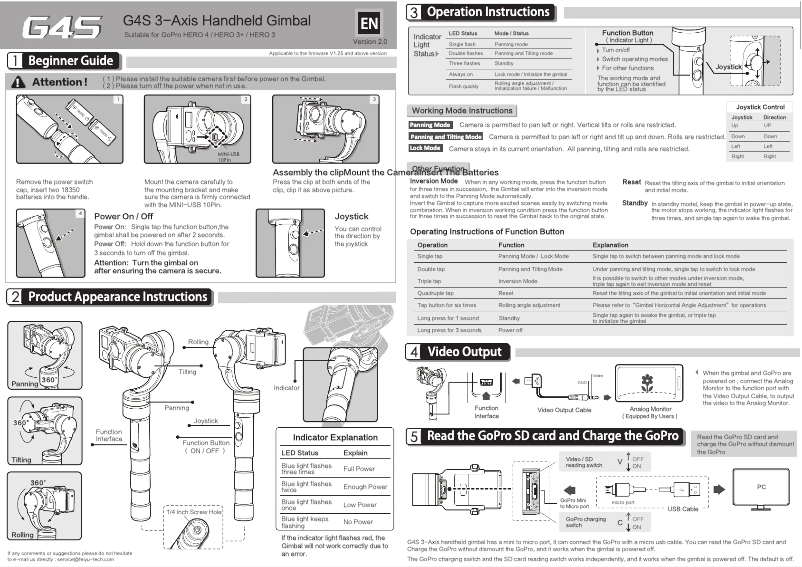 Page 1 de la notice Manuel utilisateur FeiyuTech G4S
