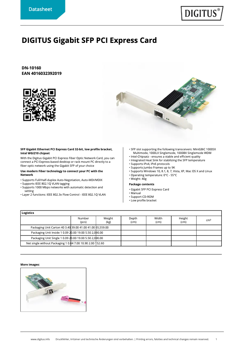 Page n°1 - Fiche technique Digitus DN-10160