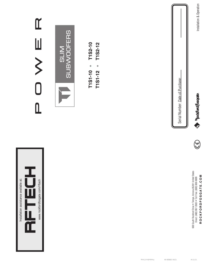 Page n°1 - Manuel utilisateur Rockford Fosgate Power T1S2-10