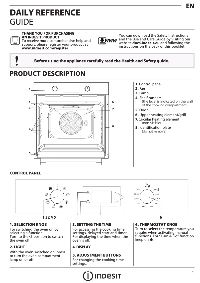 Page 1 de la notice Manuel d'utilisation et d'entretien Indesit IFW 6340 IX UK