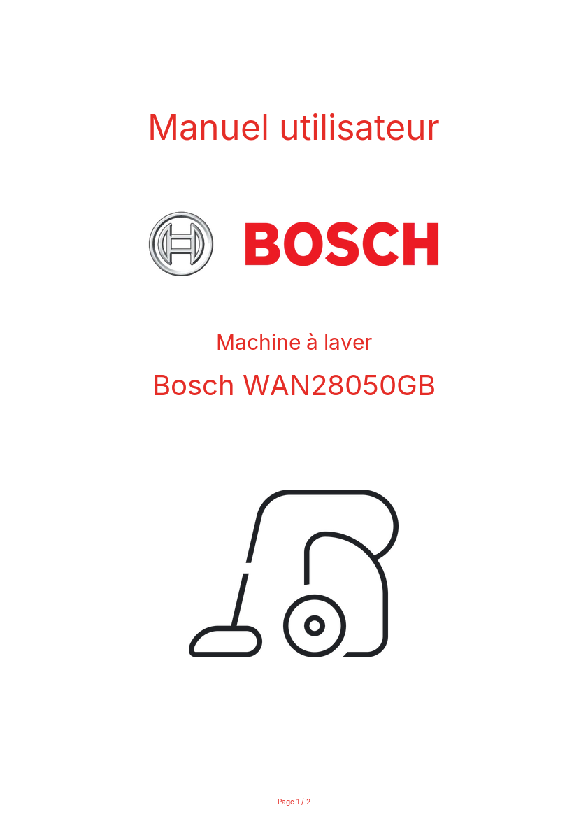Page n°1 - Manuel utilisateur Bosch WAN28050GB