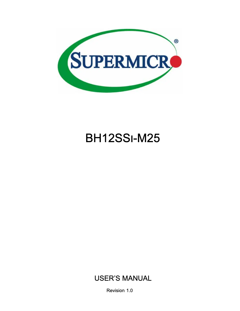 Page 1 de la notice Manuel utilisateur Supermicro BH12SSi-M25