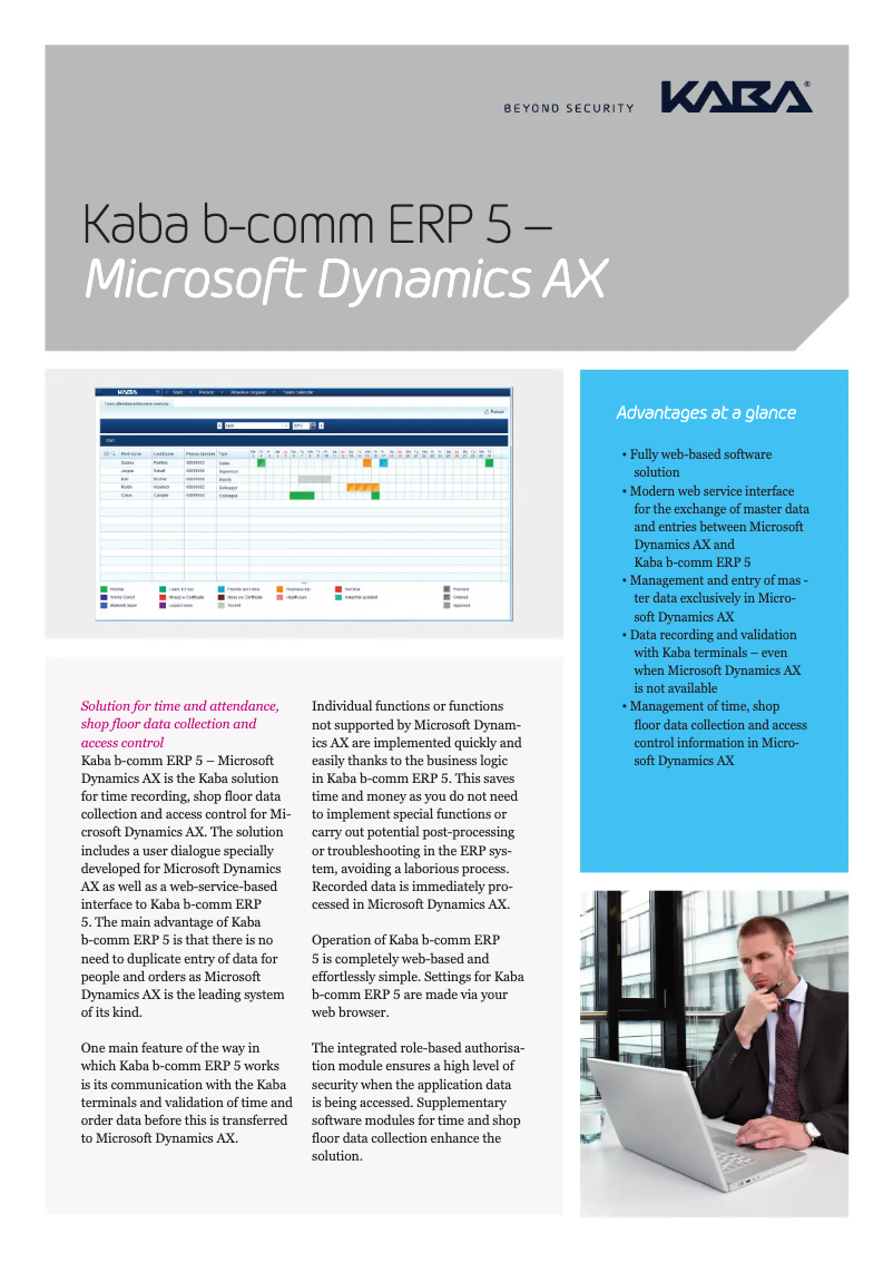 Page 1 de la notice Fiche technique Dormakaba B-COMM ERP 5